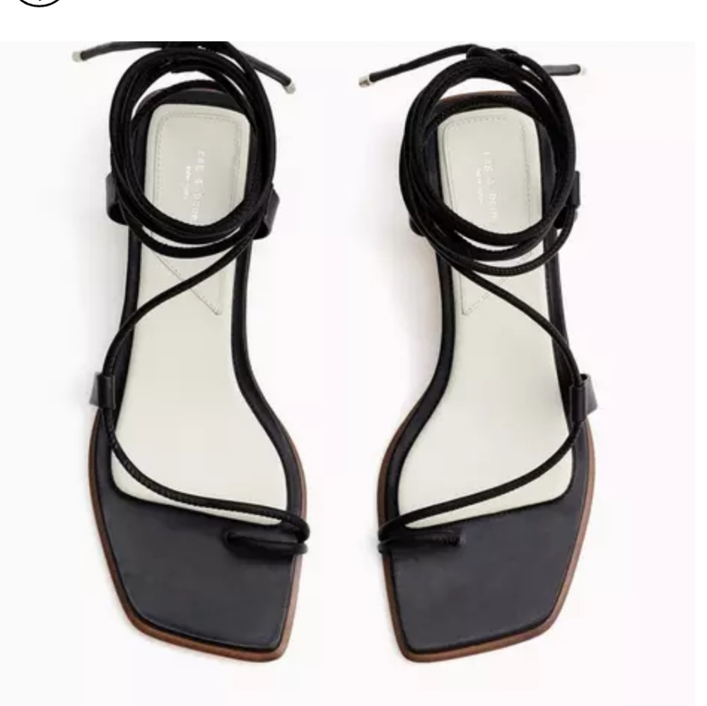 Rag & Bone Cindy Tie Open Toe Wrap Sandals Black Leather EU 37 US 7 3036 - Picture 5 of 11